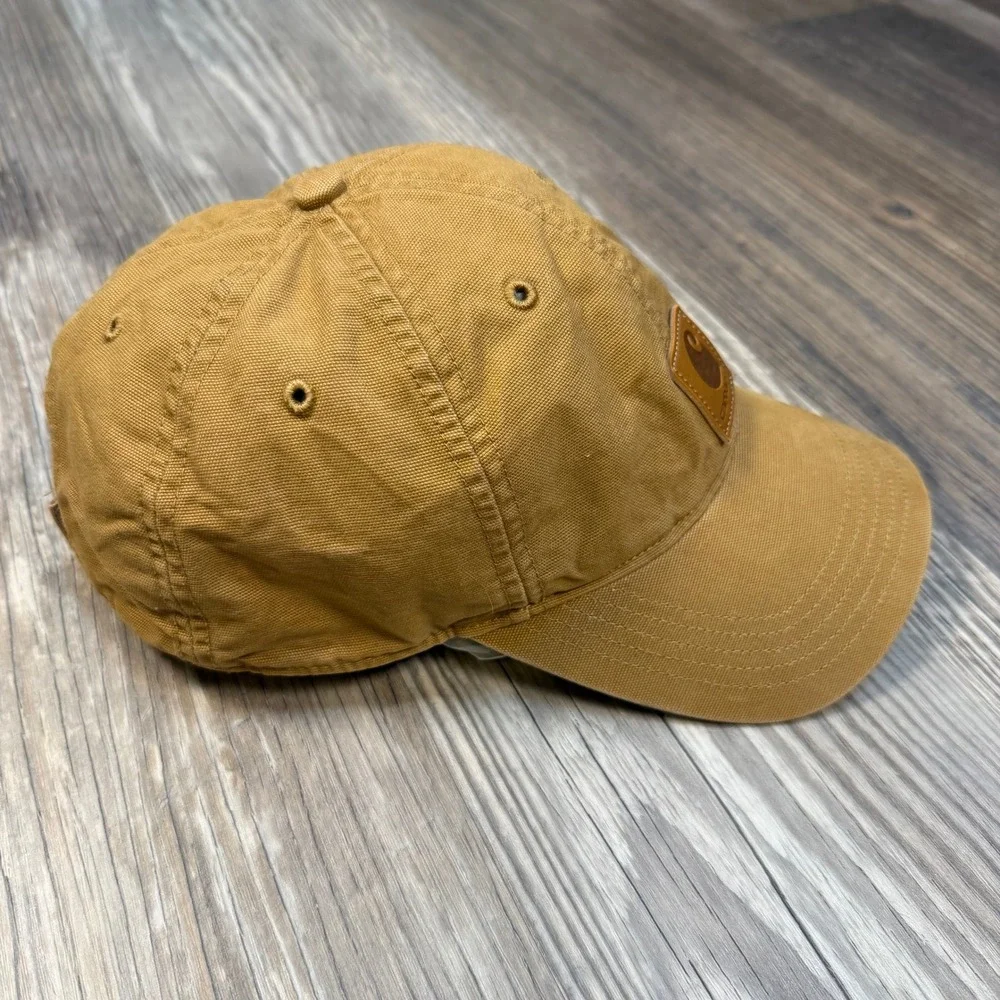 Carhartt Brown Canvas Cap Classic Logo Patch Dad Hat Adjustable Blue Collar Core